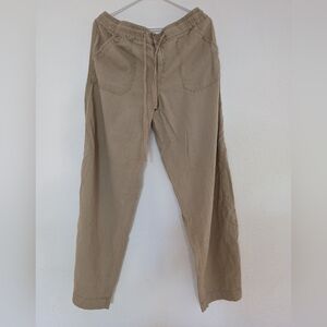 Calvin Klein Natural Linen Blend Drawstring Cinch Pants